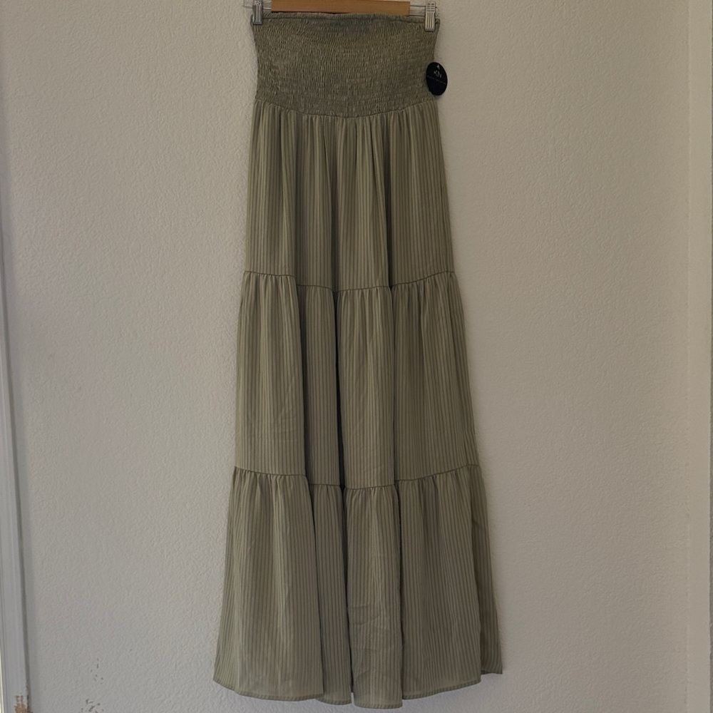 Klassy Network Sage Tiered Maxi Skirt